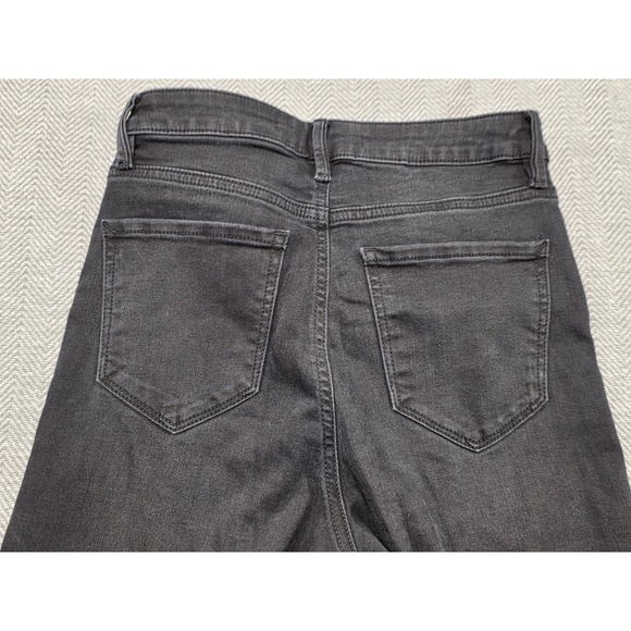 Altar State Black High Waisted Wide Leg Crop Jeans Size 26 Button Fly Raw Hem - Picture 7 of 7